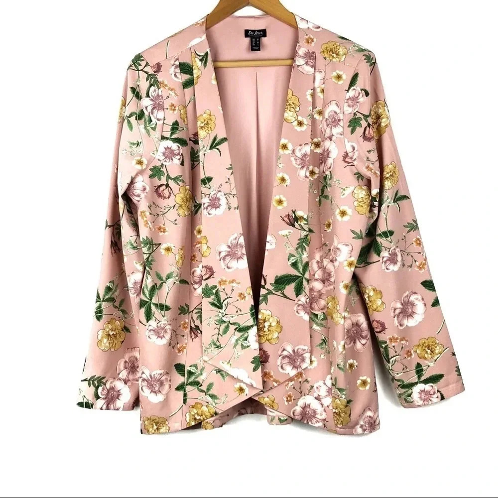 Du Jour | Floral Open Front Blazer Cardi - Picture 2 of 8